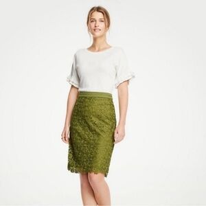 Green Embellished Knee-Length Pencil Skirt